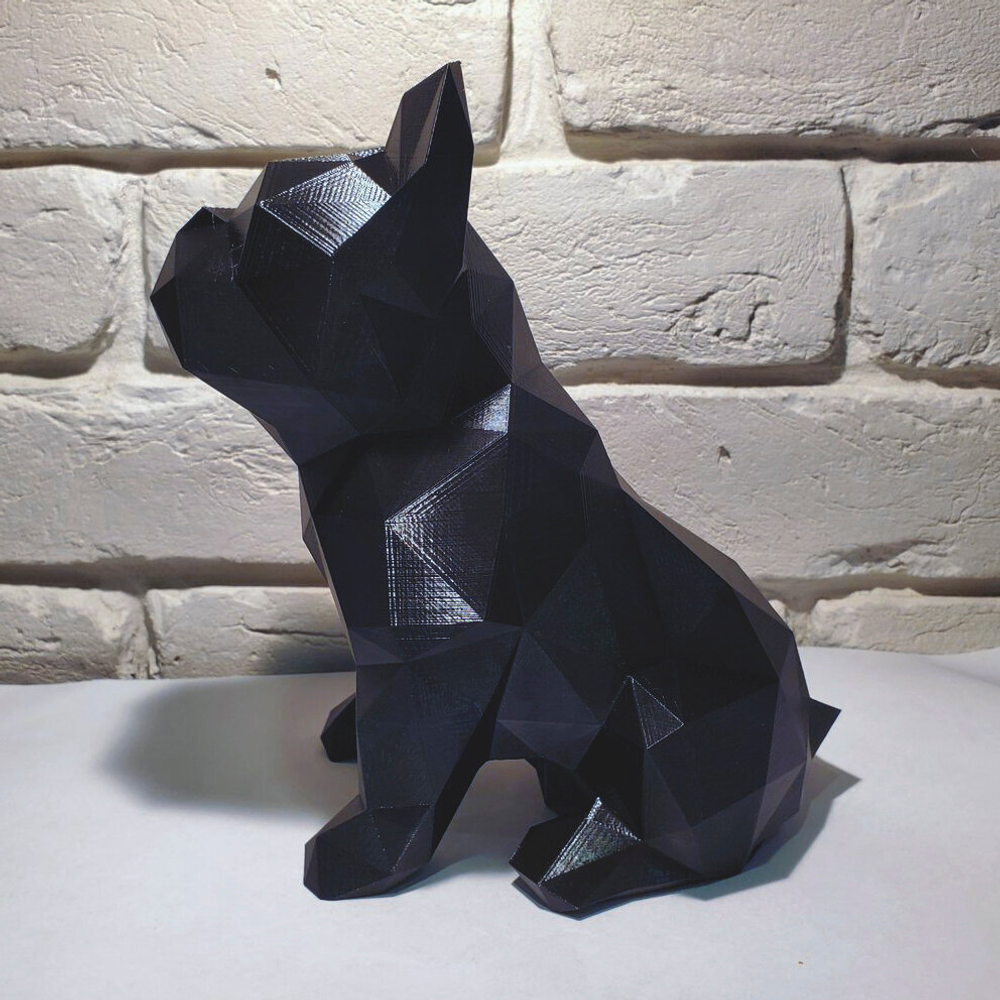 Фигурка статуэтка собаки, французский бульдог, украшение интерьера, черная, 19 см.