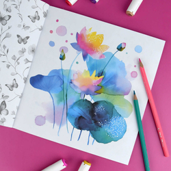 Книжка-раскраска для детей. Серия "Творческая раскраска" арт. 73318 ЦВЕТЫ /215x215 мм, 16 л., блок - офсет 120 г/м², полноцветная печать/печать в одну краску, обл - мелованный картон 200 г/м², клеевое скрепление,