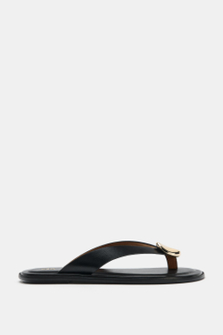 ZARA САНДАЛИИ С МЕТАЛЛИЧЕСКОЙ ДЕТАЛЬЮ, ЧЕРНЫЙ