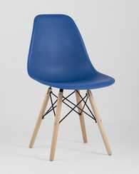Eames Style DSW синий пластик, стальной каркас, натуральный массив бука
