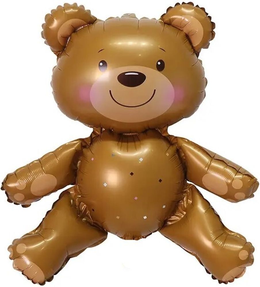 Шар 3D (24&#39;&#39;/61 см) Фигура, Сидячий мишка, Коричневый, 1 шт.