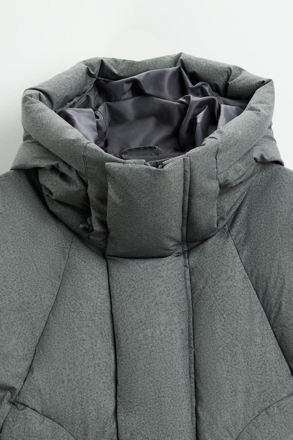 ZARA СТЕГАНАЯ КУРТКА BOXY FIT, КАМЕННО-СЕРЫЙ