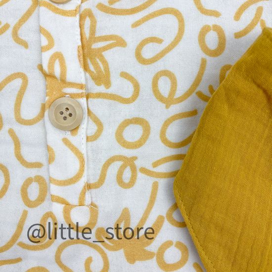 Песочник муслиновый Горчица, с нагрудником