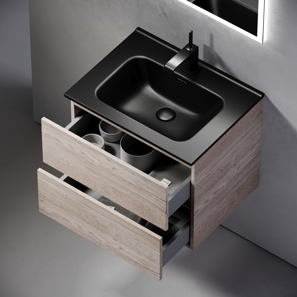 Тумба подвесная под раковину Sancos Urban, дуб галифакс натуральный 590х450х550