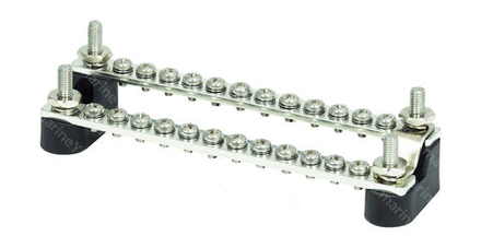 Колодка распределительная электромонтажная с защитной крышкой, 2 планки по 12 контактов