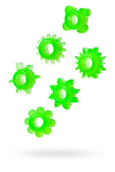 Набор светящихся в темноте эрекционных колец Top Pleasure Set (Цвет: зеленый (светится в темноте))