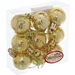 Новогодние шары 3 см (набор 9 шт) «Рельефный узор», золотой