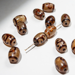 Бусина Дзи "Зеленая Тара" из агата, 10*14мм, коричневый