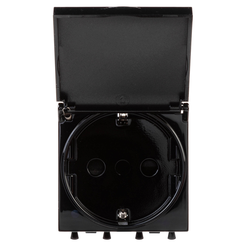 Розетка с крышкой модульная, 2P+E, с з/ш, "Avanti", "Черный квадрат", 2модуля