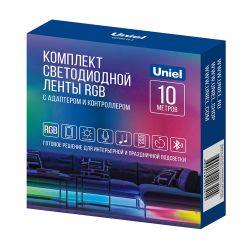 ULS-A01 10M-RGB-BT RRP24C01 Комплект светодиодной ленты c Bluetooth. 10м. RGB свет. Адаптер 24Вт. Контроллер с пультом в-к. TM Uniel