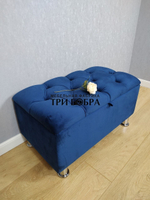 Банкетка синий ВЕЛЮР с нишей для хранения