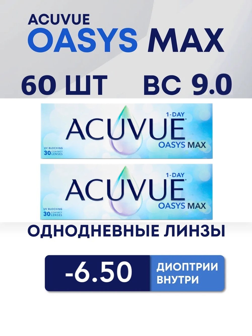 Однодневные контактные линзы Acuvue Oasys MAX 1-Day (комплект 60 линз)