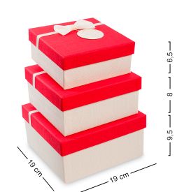 WF-32-A Набор коробок из 3шт «Прямоугольник» цв.бел./красн.