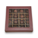 Коробка для конфет ПРЕМИУМ с большим окном 180*180*45 см (16) (шоколад/золото)