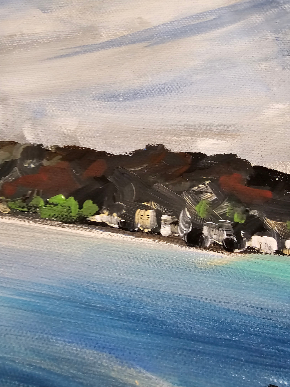 Картина авторская акрилом интерьерная на холсте 27*41 см для интерьера "Отражение неба"