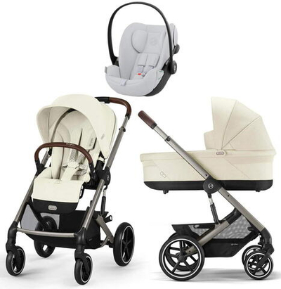 Коляска Cybex Balios S Lux TPE 2025 Cloud G i-Size Fog Grey 3 в 1 Seashell Beige с дождевиками