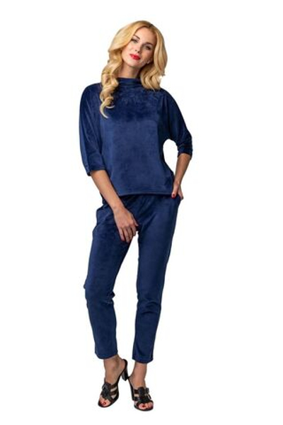 Костюм с декором на груди и замочком на спинке (Размер: L) (Цвет: синий)