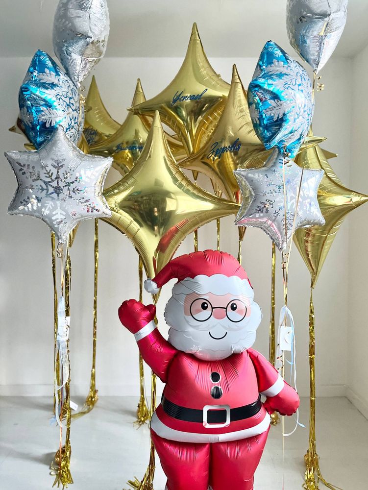 Воздушные гелиевые шары снежинки/сириус/дед мороз/санта №4460