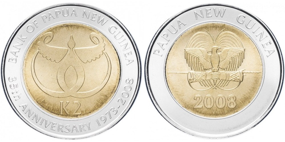 Папуа - Новая Гвинея 2 кина, 2008 Банк Папуа Новая Гвинея aUNC