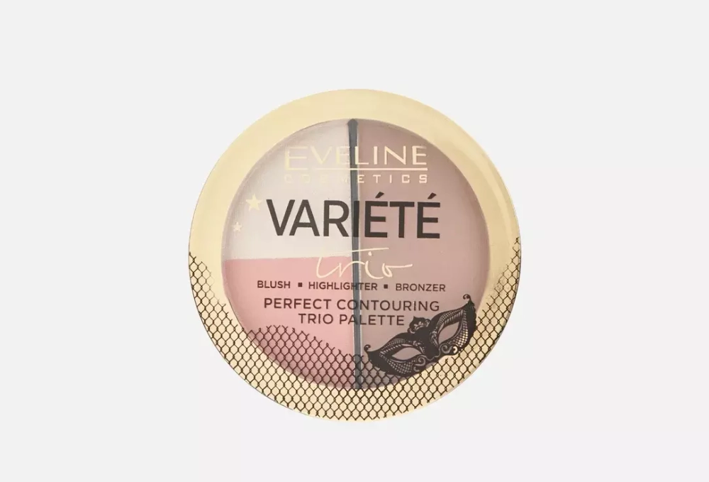 "EVELINE" VARIETE Палетка для контурирования лица 01 LIGHT (пудра, румяна, хайлайтер) 10г (*3*24)