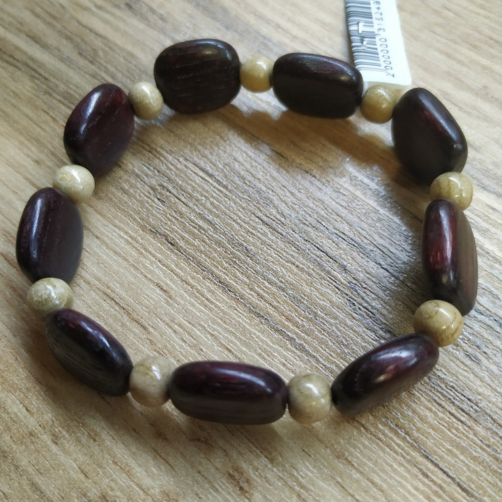 Браслет Камешки, дерево, цвет вишневый, светло-кор., ширина 1,3 см