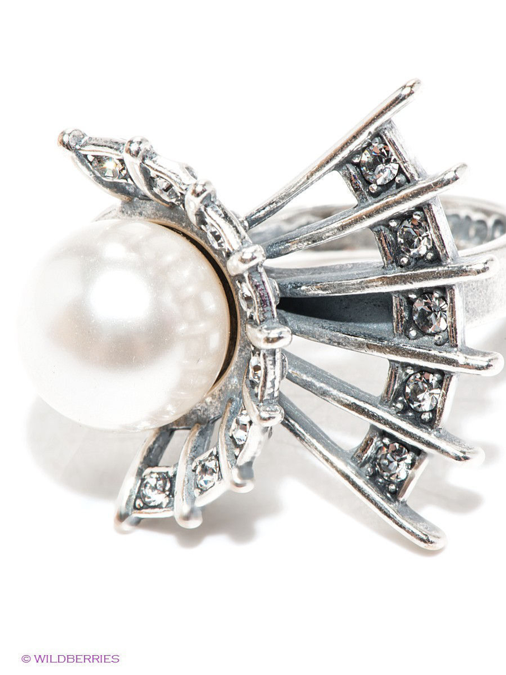 "Альвена" кольцо в серебряном покрытии из коллекции "Жемчужная рапсодия" от Jenavi