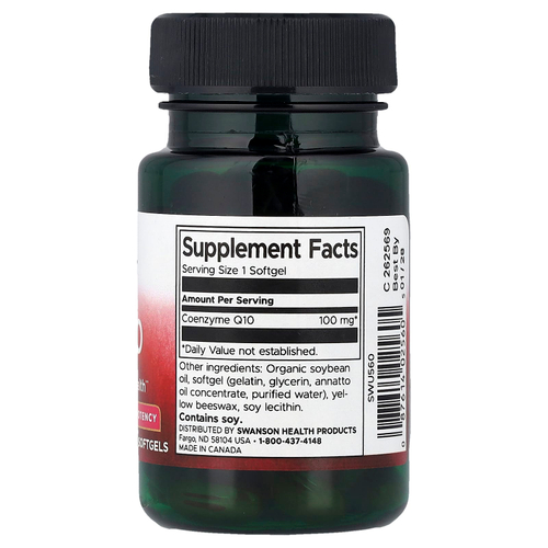 Swanson, коэнзим Q10, высокая эффективность, 100 мг, 50 капсул
