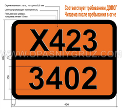 Табличка Опасный груз X423-3402 АМАЛЬГАМА ЩЕЛОЧНОЗЕМЕЛЬНЫХ МЕТАЛЛОВ ТВЕРДАЯ