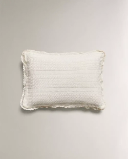 ZARA HOME НАВОЛОЧКА ДЛЯ ДЕКОРАТИВНОЙ ПОДУШКИ С РЕЛЬЕФНЫМ УЗОРОМ, ЖЕЛТОВАТО-БЕЛЫЙ