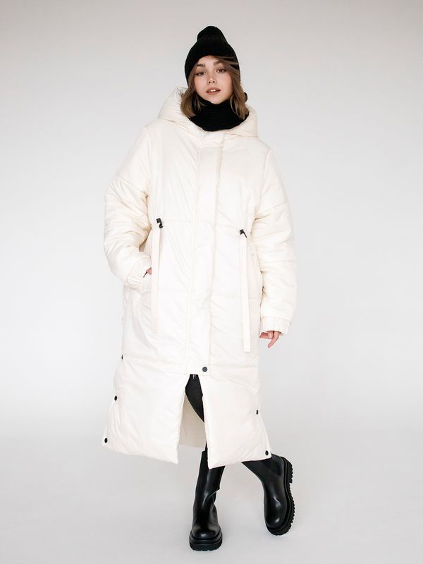 Пуховик зимний женский молочный - фото 3