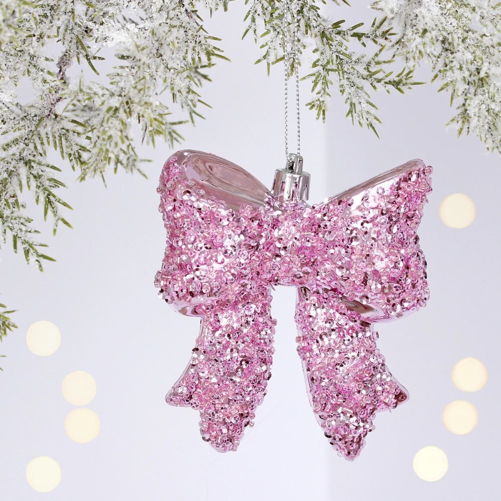 Ёлочная игрушка «Бант» 8.5*3*9.2 см, Розовый