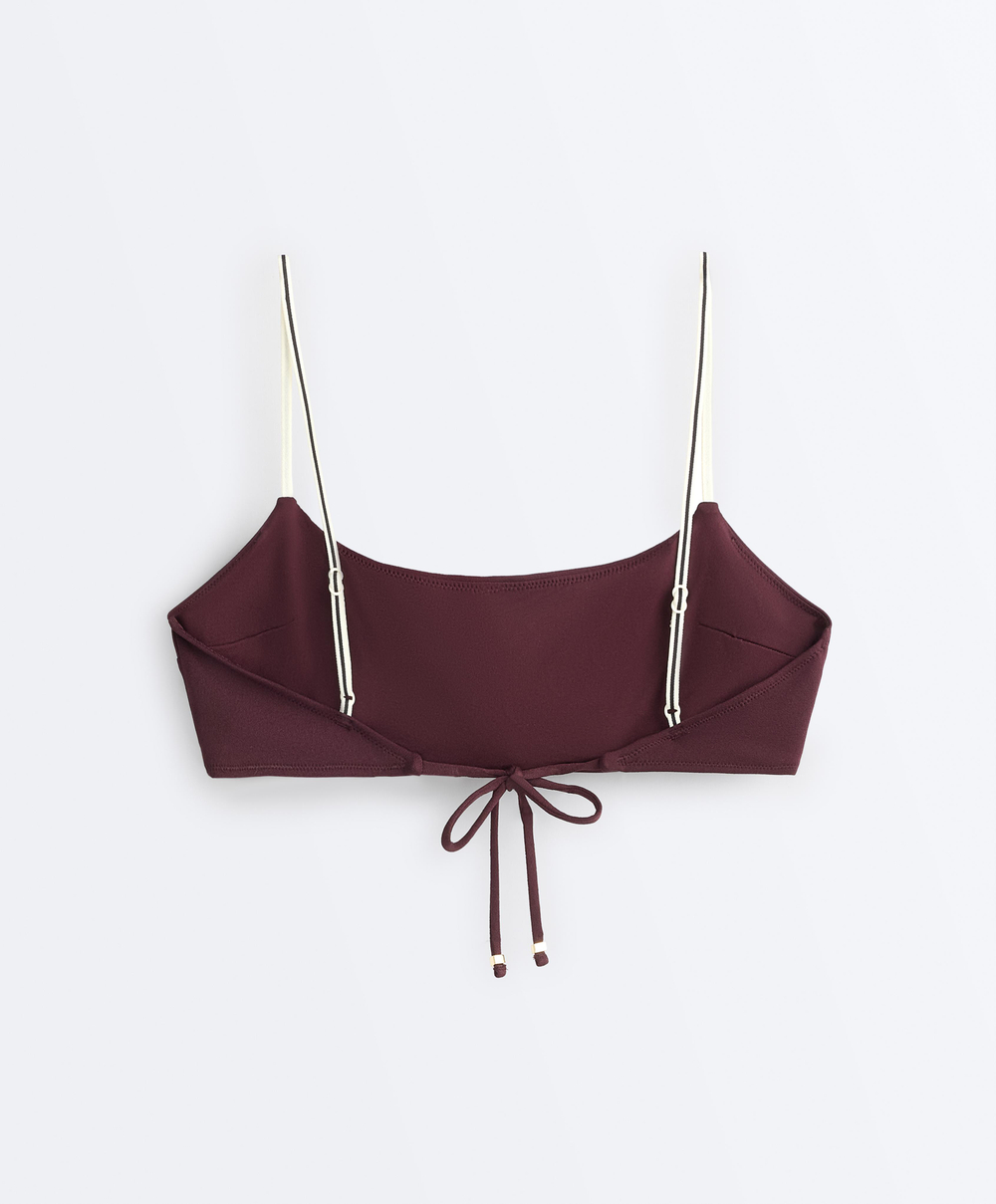 OYSHO Топ бикини с контрастными бретельками, темно-сливовый