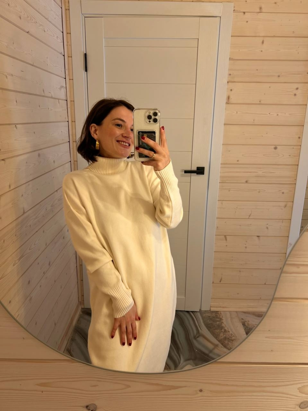 Платье трикотаж с горлом МОЛОЧНЫЙ