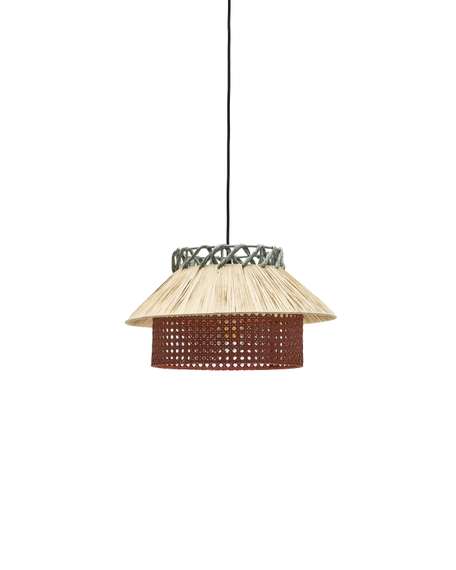 Подвесной светильник Pulmi из натуральной рафии с натуральной, терракотовой и синей отделкой Ø 40