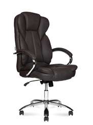 Кресло офисное Норден / Верса / (brown) сталь + хром / темно-коричневая экокожа