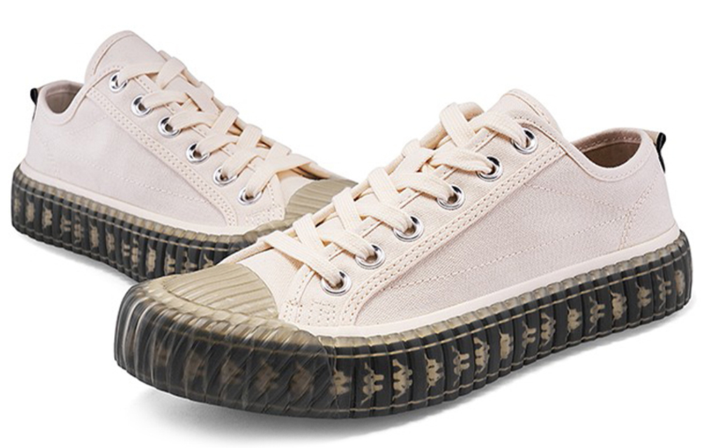 Kappa string standard comfortable low-top canvas shoes for men and women the same beige