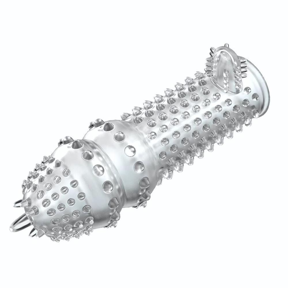 Закрытая прозрачная насадка Crystal sleeve - 12,8 см. (Цвет: прозрачный)