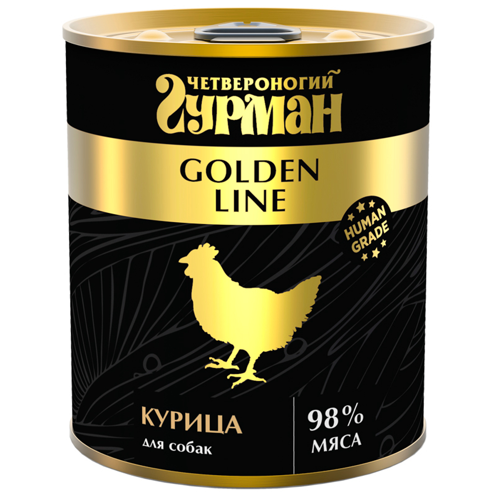 Влажный корм Четвероногий Гурман Golden line, курица в желе, для взрослых собак, 340 г.