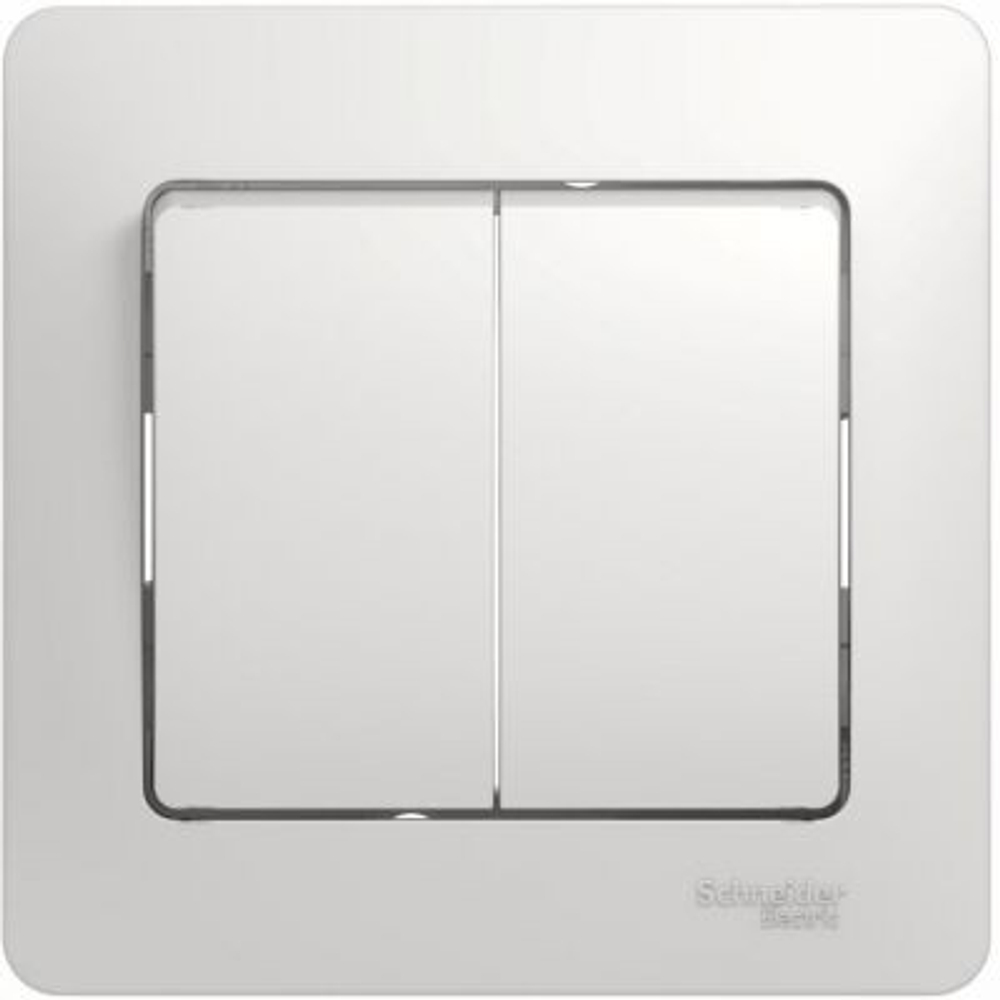 201_ Выключатель двухклавишный в сборе белый сх.5 GLOSSA  арт. GSL000152 Systeme Electric 15шт/уп ш/к 3606480657689