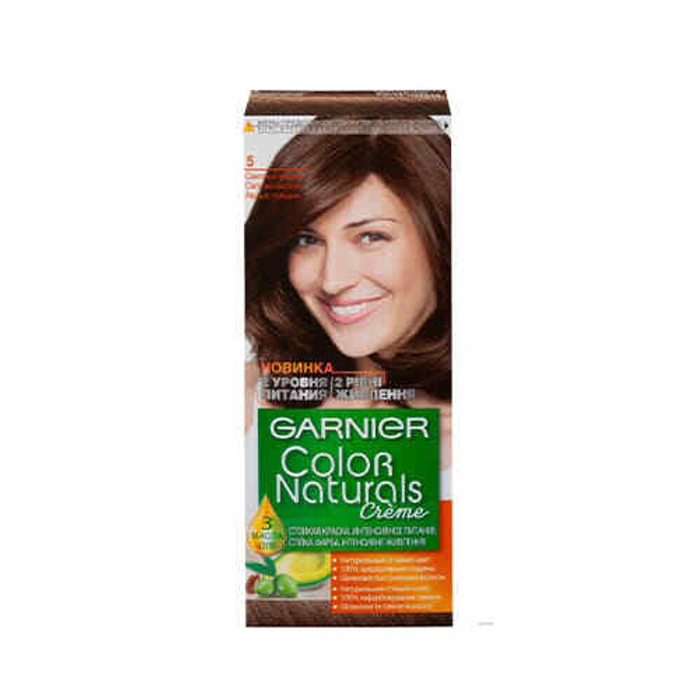 Garnier Краска для волос Color Naturals, тон №5, Светло-каштановый, 60/60 мл