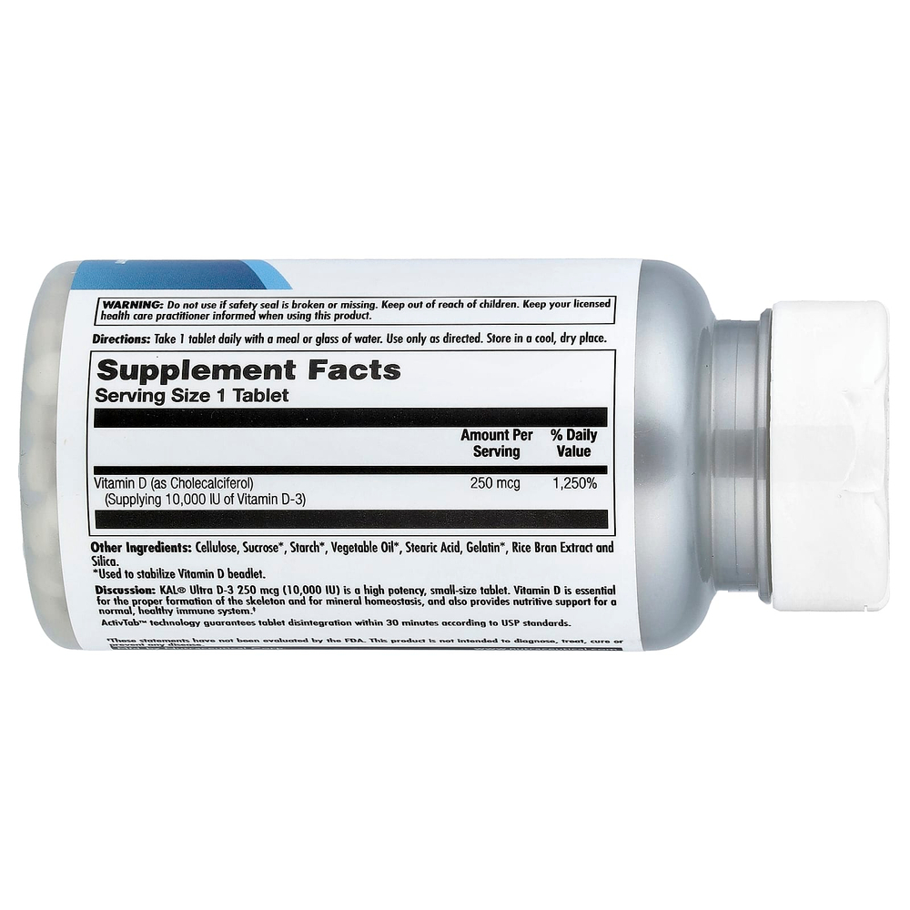 KAL, Ultra D-3, 250 мкг (10 000 МЕ), 120 таблеток