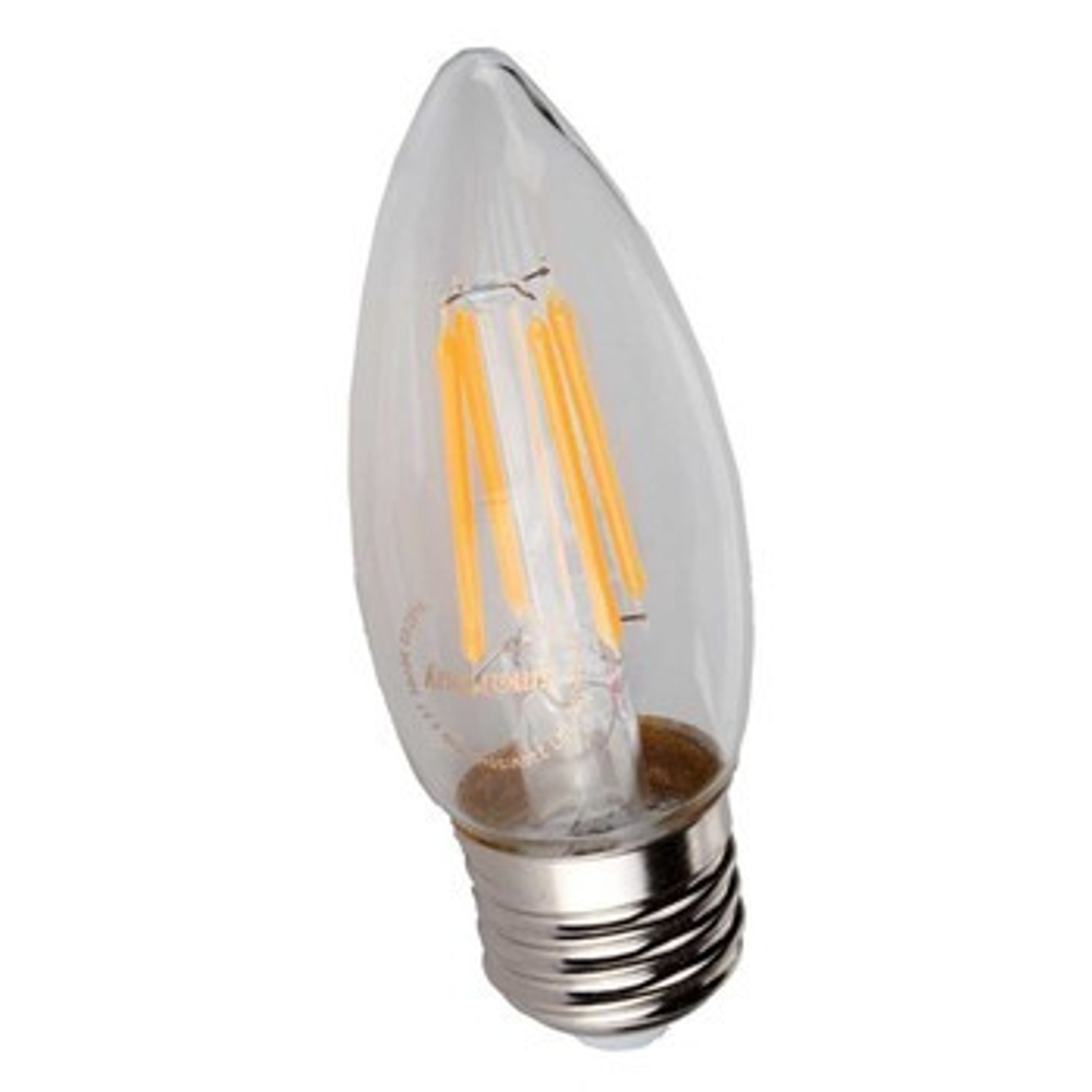 Лампа светод LED 8W Е27 свеча теплый прозрач стекло  GENERAL