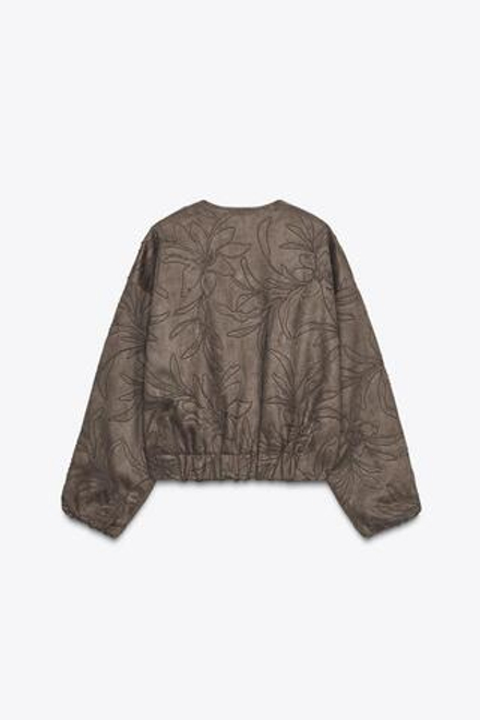 ZARA БОМБЕР С ВЫШИВКОЙ ПОД ЗАМШУ, ХАКИ