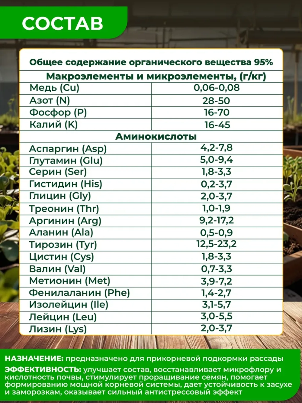 Удобрение для рассады растений и овощей гранулы 800гр