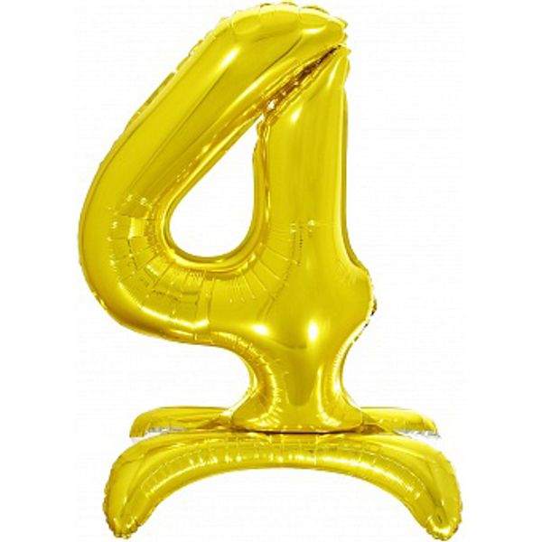 Фольгированная цифра 4 , Золотая на подставке, 81 см