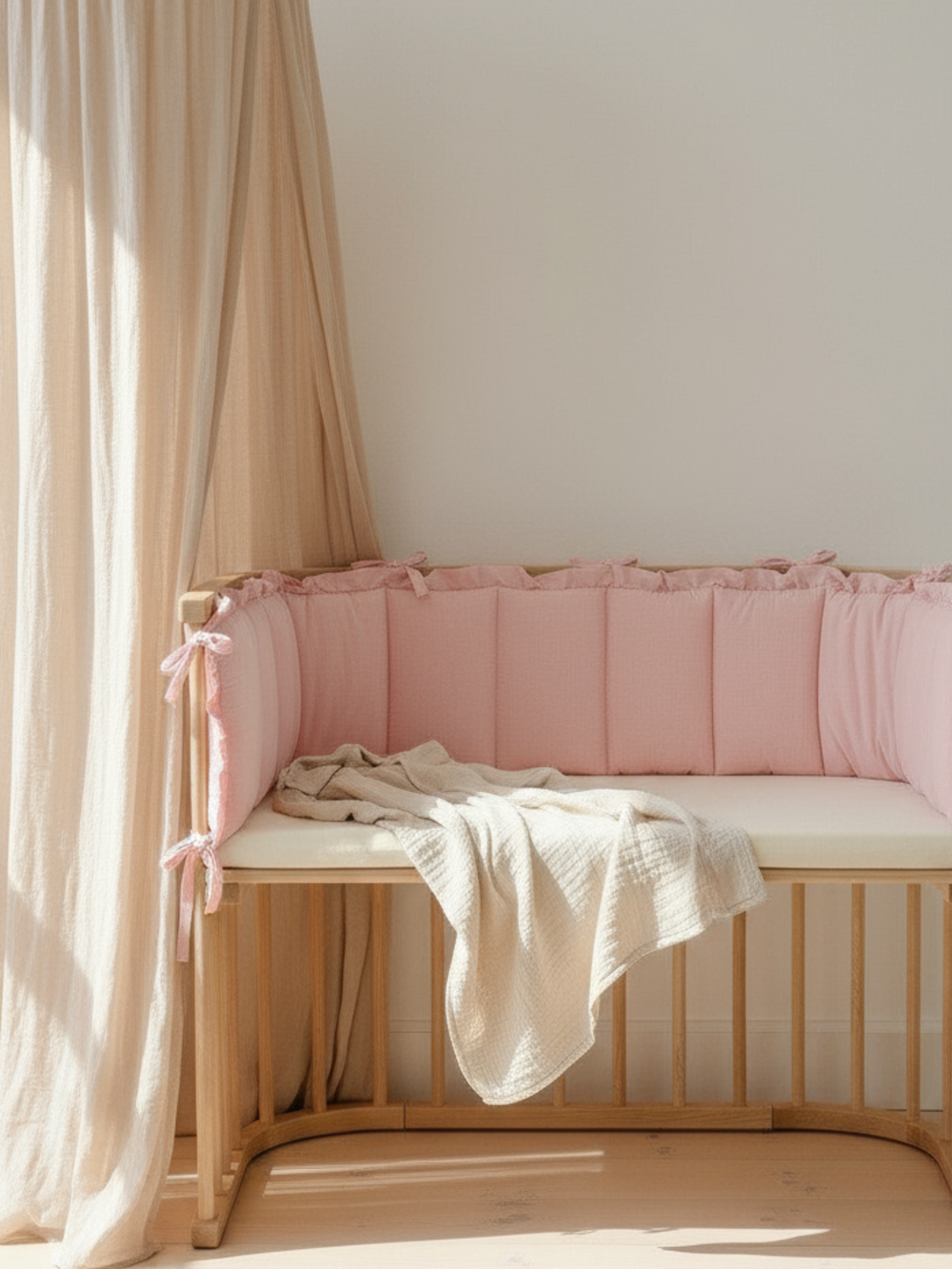 Бортик плоский с рюшами розовый