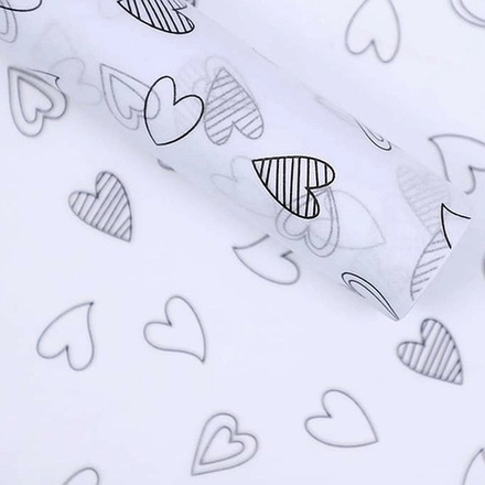 Тишью 50*70*28л Сердце штрих/ЧЕРНЫЙ НА БЕЛОМ