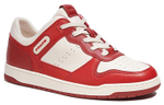 COACH Coach C201 leather lace-up round toe low-cut fashion sneakers men's white and red