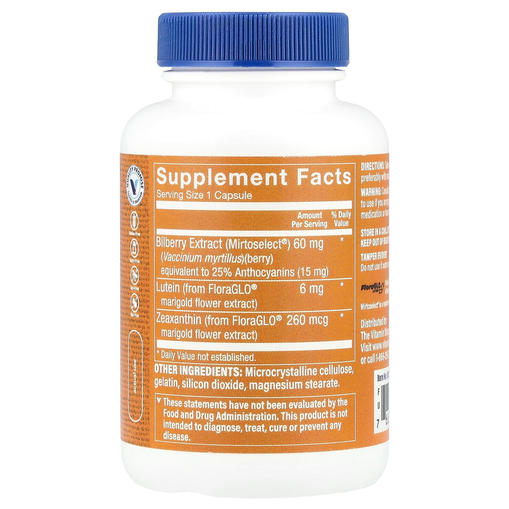 The Vitamin Shoppe, Лютеин с экстрактом черники, 120 капсул