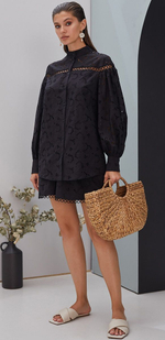 Рубашка свободного кроя с объемными рукавами (Размер: XS) (Цвет: ярко-розовый)